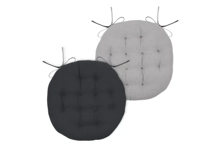 Pernă de scaun Ronde Duo Antracit/Gri 38X38 cm, culoare antracit/gri, 100% bumbac - imagine 2