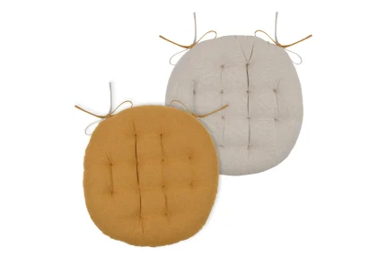 Pernă de scaun Ronde Duo Mustar/In 38X38 cm, culoare muștar/in, 100% bumbac - imagine 2