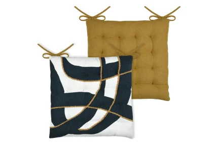 Pernă de scaun Pa×ton Albastru/Mustar 38X38 cm, culoare albastru/muștar, 100% bumbac - imagine 2