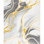 Covor living AURA LUX 53474A Auriu / Alb