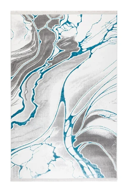 Covor living AURA LUX 53474A Albastru / Alb - imagine 2