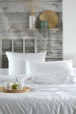 Cearșaf cu elastic Elysee 90X190 cm, culoare alb, 100% bumbac OEKO TEX - imagine 3