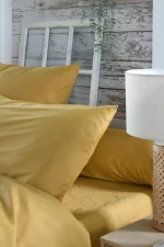 Cearșaf cu elastic Elysee 90X190 cm, culoare mustar, 100% bumbac OEKO TEX - imagine 6