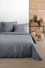 Cearșaf cu elastic Eden 160X200 cm, culoare gri, 100% bumbac OEKO TEX - imagine 2
