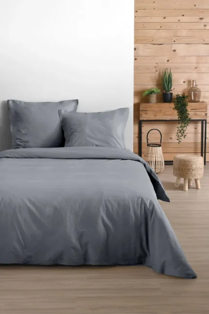 Cearșaf cu elastic Eden 160X200 cm, culoare gri, 100% bumbac OEKO TEX - imagine 2
