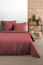 Cearșaf cu elastic Eden 160X200 cm, culoare rubiniu, 100% bumbac OEKO TEX - imagine 2