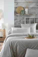 Cearșaf cu elastic Elysee 160X200 cm, culoare gri deschis, 100% bumbac OEKO TEX - imagine 3