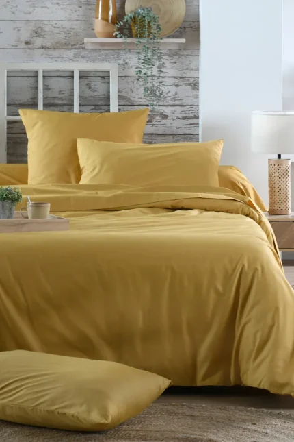 Cearșaf cu elastic Elysee 160X200 cm, culoare mustar, 100% bumbac OEKO TEX - imagine 3