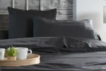 Cearșaf cu elastic Elysee 160X200 cm, culoare antracit, 100% bumbac OEKO TEX - imagine 4
