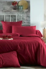 Cearșaf cu elastic Elysee 90X190 cm, culoare Roșu, 100% bumbac OEKO TEX - imagine 3