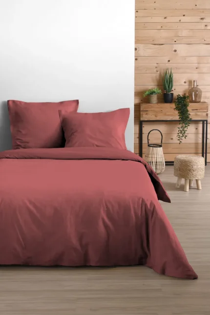 Cearșaf cu elastic Eden 180X200 cm, culoare rubiniu, 100% bumbac OEKO TEX - imagine 2