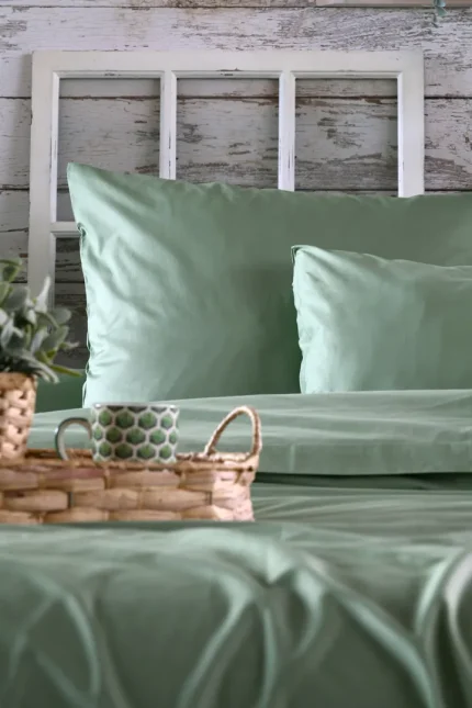 Cearșaf cu elastic Elysee 180X200 cm, culoare Verde, 100% bumbac OEKO TEX - imagine 7
