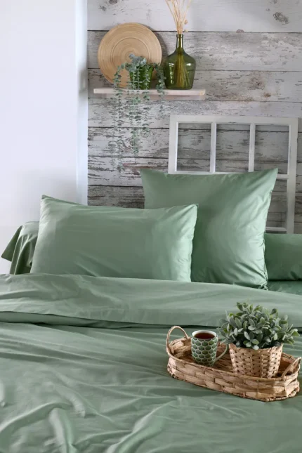 Cearșaf cu elastic Elysee 180X200 cm, culoare Verde, 100% bumbac OEKO TEX - imagine 3