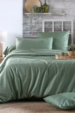 Cearșaf cu elastic Elysee 180X200 cm, culoare Verde, 100% bumbac OEKO TEX - imagine 5