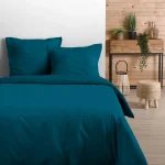Cearsaf de pilotă Eden pat dublu 240X220 cm, culoare Verde petrol, 100% bumbac OEKO TEX