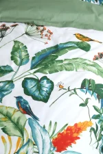 Lenjerie Arupana pat dublu, 3 piese, cearsaf pilota 240X220 cm, 2 fete de perna 63×63 cm, culoare verde, 100% bumbac OEKO TEX