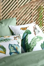 Lenjerie Arupana pat dublu, 3 piese, cearsaf pilota 240X220 cm, 2 fete de perna 63×63 cm, culoare verde, 100% bumbac OEKO TEX - imagine 4