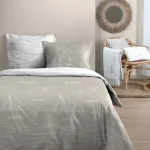 Lenjerie Dunes pat dublu King Size, 3 piese, cearsaf pilota 260X240 cm, 2 fete de perna 63×63 cm, culoare natural, 100% bumbac OEKO TEX