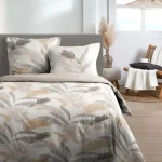 Lenjerie Numa pat dublu, 3 piese, cearsaf pilota 240X220 cm, 2 fete de perna 63×63 cm, culoare natural, 100% bumbac OEKO TEX