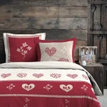 Lenjerie Modane pat dublu King Size, 3 piese, cearsaf pilota 260X240 cm, 2 fete de perna 63×63 cm, culoare rosu, 100% bumbac OEKO TEX