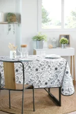 Față de masă Pissenlit 140X240 cm, culoare antracit, 100% poliester - imagine 2