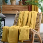 Pătură Coline 125X150 cm, culoare Muștar, 100% bumbac