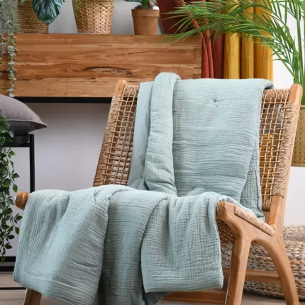 Pătură Coline 125X150 cm, culoare Gri verde, 100% bumbac