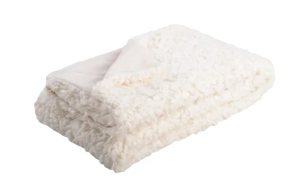 Pătură Mouton 180X220 cm, culoare Alb, 100% poliester - imagine 2