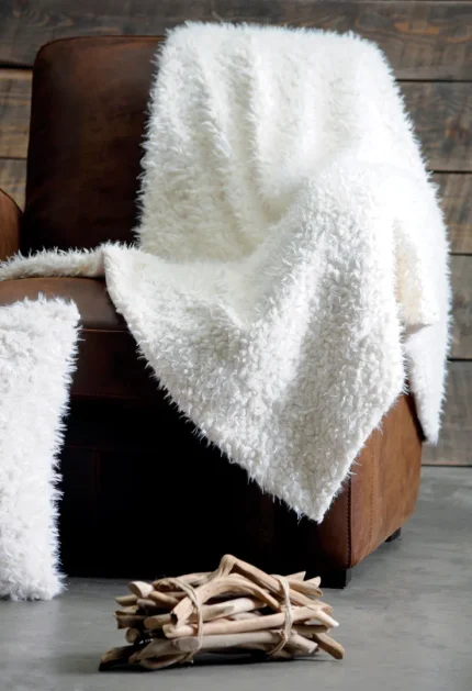 Pătură Mouton 180X220 cm, culoare Alb, 100% poliester - imagine 3