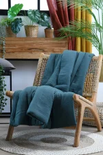 Pătură Coline 180X220 cm, culoare Verde petrol, 100% bumbac