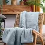 Pătură Coline 180X220 cm, culoare Bleu, 100% bumbac