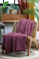 Pătură Coline 180X220 cm, culoare Visiniu, 100% bumbac