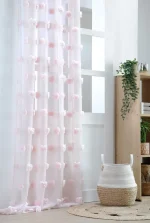 Perdea Pompinou 135X260 cm, culoare roz pudră, 100% poliester - imagine 2