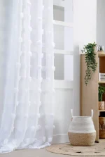 Perdea Pompinou 135X260 cm, culoare alb, 100% poliester