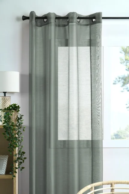 Perdea Linwood 140X260 cm, culoare gri verde, 100% poliester