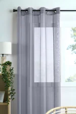 Perdea Linwood 140X260 cm, culoare gri perlă, 100% poliester