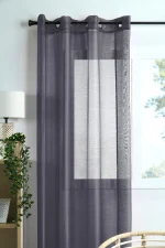 Perdea Linwood 140X260 cm, culoare antracit, 100% poliester - imagine 2