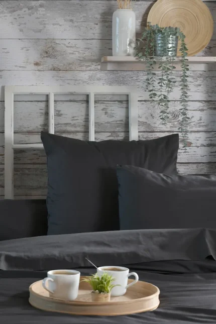 Față de pernă Elysee 50X70 cm, culoare antracit, 100% bumbac - imagine 2
