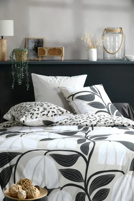 Lenjerie Joyna pat dublu King Size, 3 piese, cearsaf pilota 260X240 cm, 2 fete de perna 63×63 cm, culoare natural, 100% bumbac OEKO TEX - imagine 2
